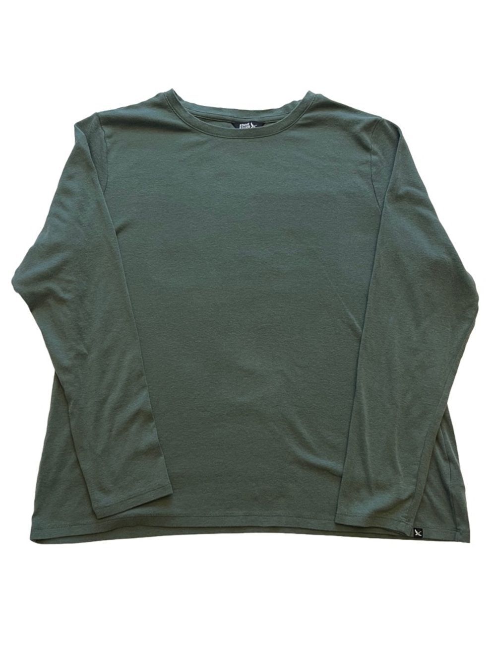 Eddie Bauer Women's Long Sleeve Crew Neck Top Olive Green Relaxed Fit Size XL